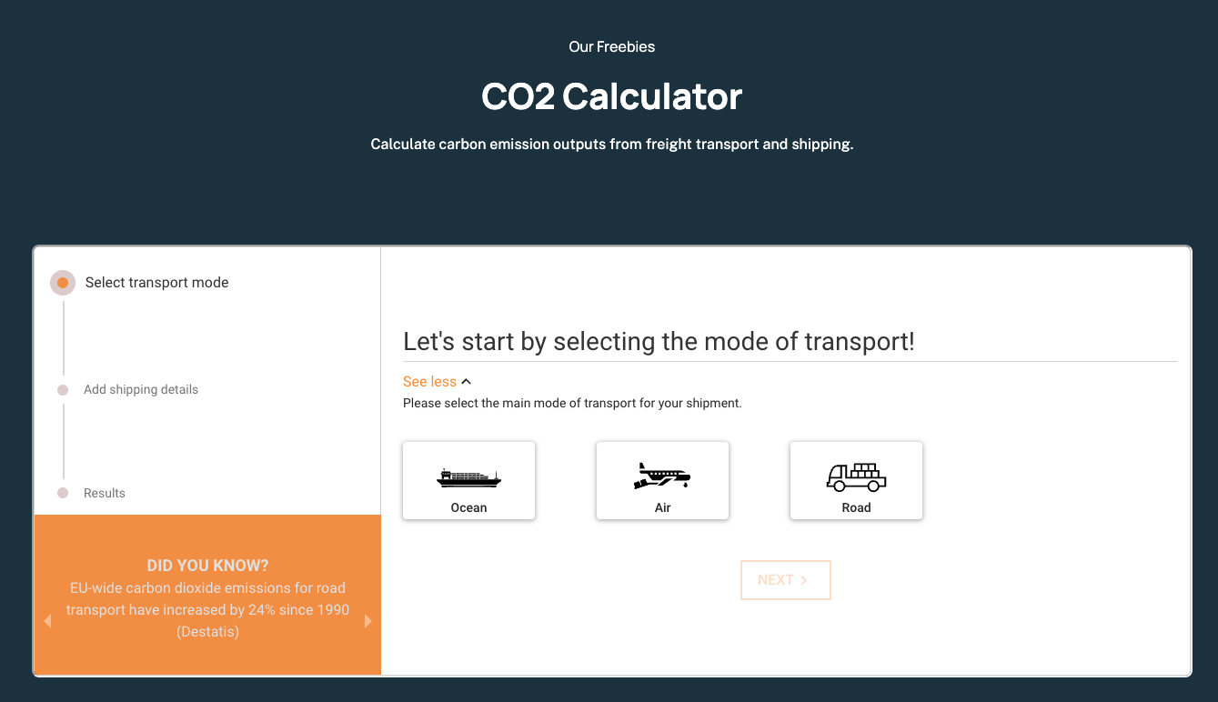 Free Online CO2 Emission Calculator for Logistic with Logward